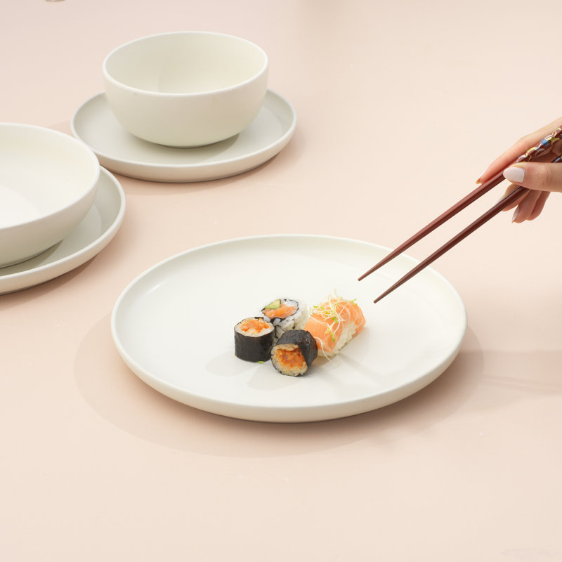 Matte Linen Ceramic 10.5" Dinner Plates Set of 6