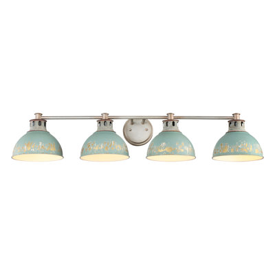Kinsley 4-Light Vanity Light in Aged Galvanized Steel with Antique Black Iron