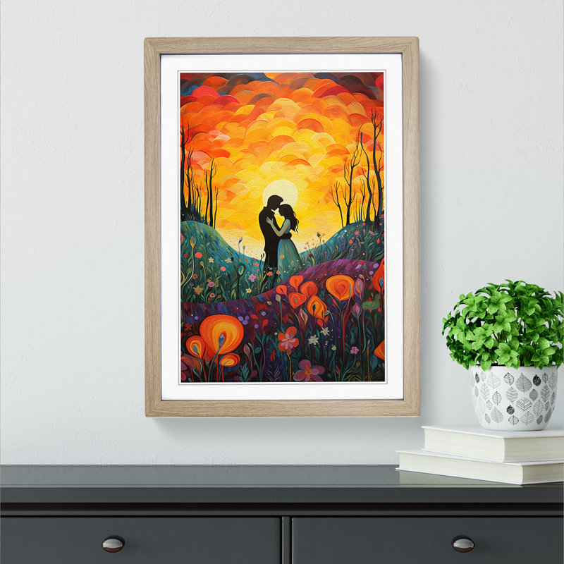 Lovers Colour Field Art - Framed Print, 46cm H x 34cm W x 2cm D, Oak Framed