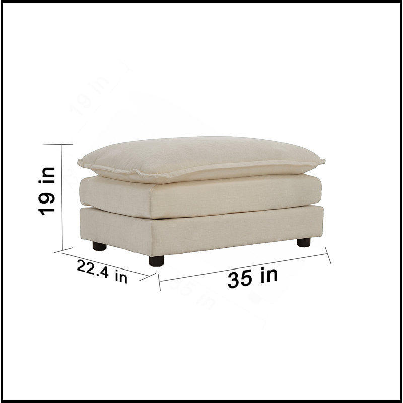 Repose-pieds polyvalent en tissu chenille pour combiner plusieurs canapés et relaxer
