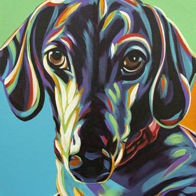 " Painted Dachshund I " by Carolee Vitaletti Painting Print