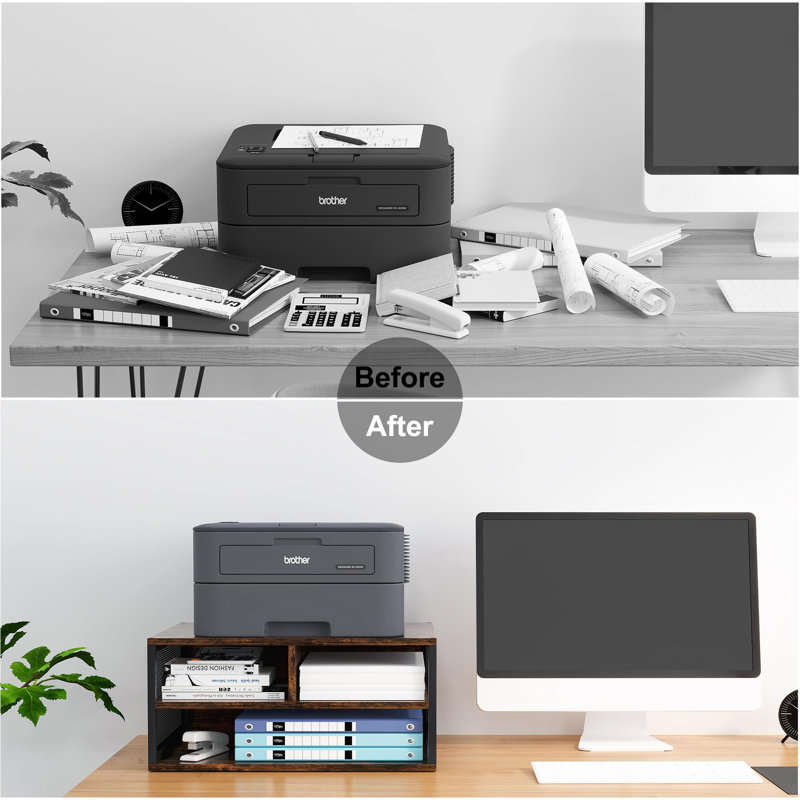 Desktop Printer Stand With Storage, Paper Organzier Shelf Printer Table Desk