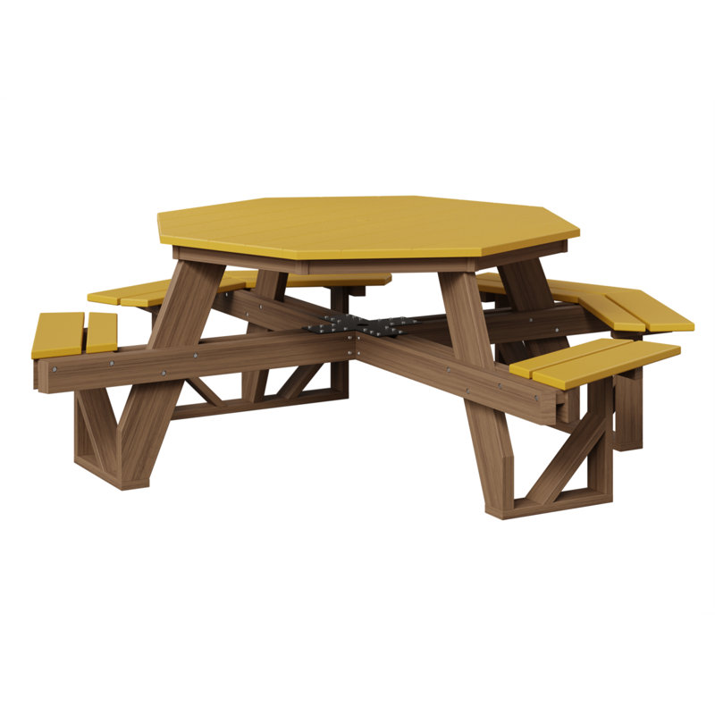 Table de pique-nique Ada, Sunburst Yellow Top/Antique Mahogany Base