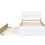 Contemporary Twin Bed Frame With White High Gloss Design And Practical Oak Trundle For Bedroom Modern Headboard, Versatile-693002624-693002686-693002685