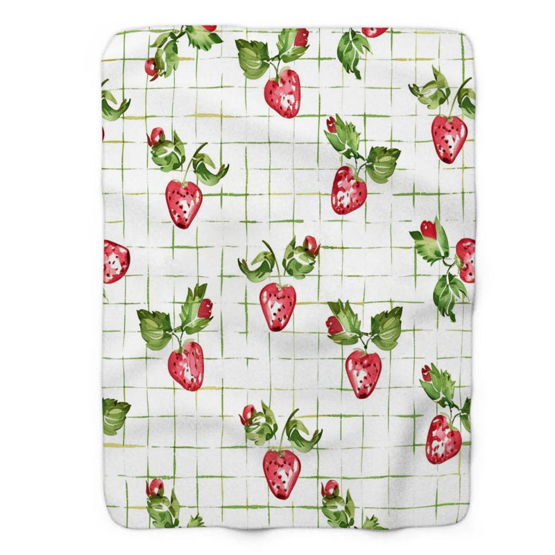 Art fraise - couverture Sherpa de qualité supérieure 1 pièce WB_FL_100624_0087, L 60 po x L 80 po