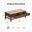 Table basse 42 "rectangulaire en noyer avec 2 tiroirs de rangement, 4 pieds en bois massif