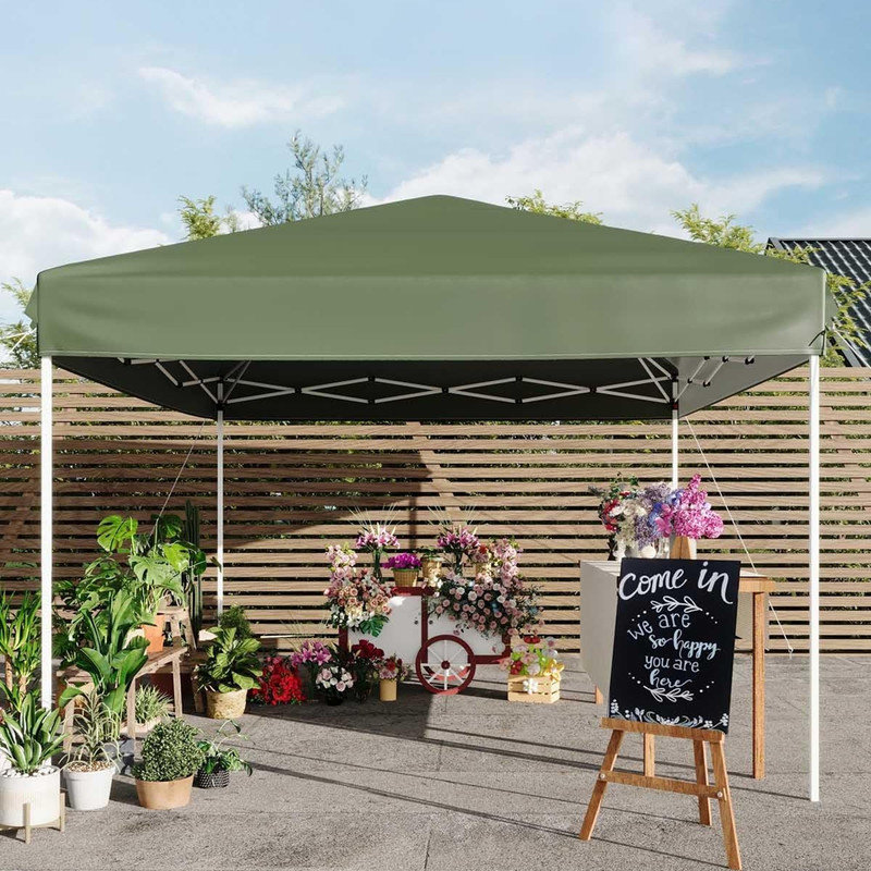 9.8 Ft. W x 9.8 Ft. D Metal Pop-Up Canopy, Green