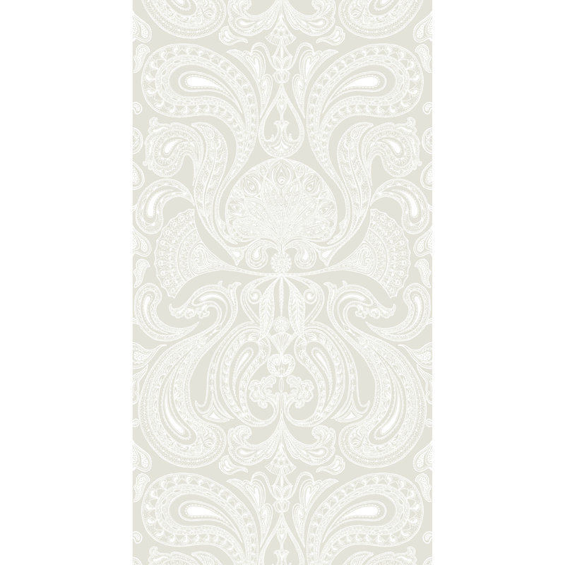 Malabar Paisley Wallpaper Roll, White/Linen