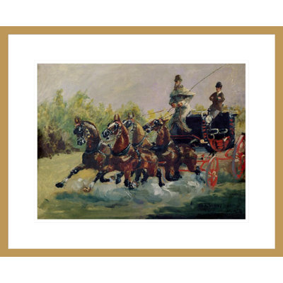 Alphonse de Toulouse-Lautrec-Monfa (1838-1913) au volant de son poste-entraîneur à Nice par Henri de Toulouse-Lautrec - impression giclée encadrée