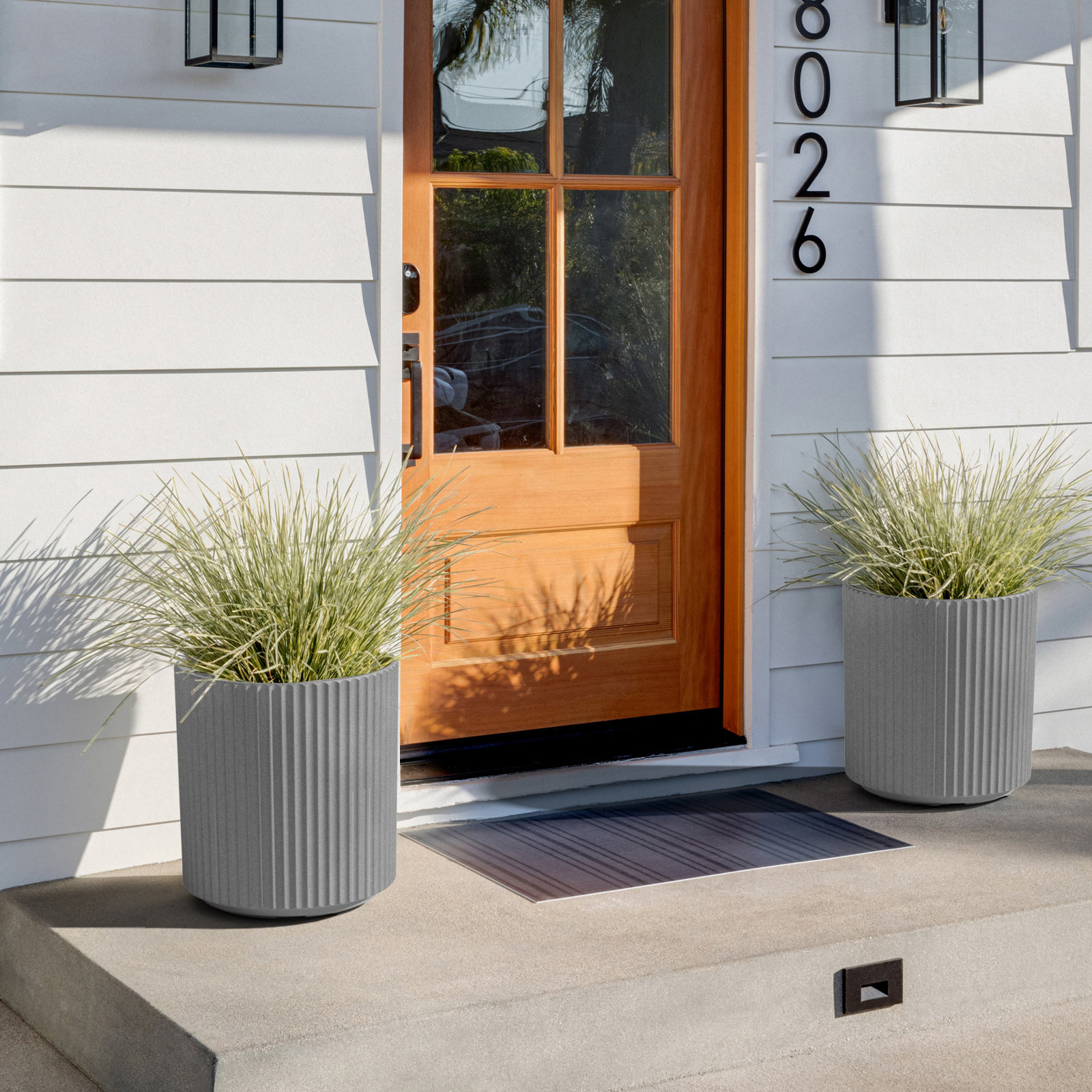 Demi Series 19" Pot Planter, 2, Gray, 19.75" H x 18.5" W x 18.5" D