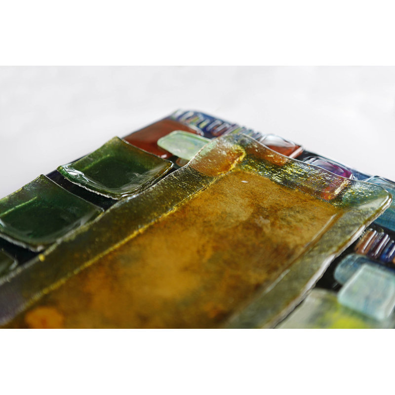 World Menagerie Wark Glass Cheese Board, Yellow/Green