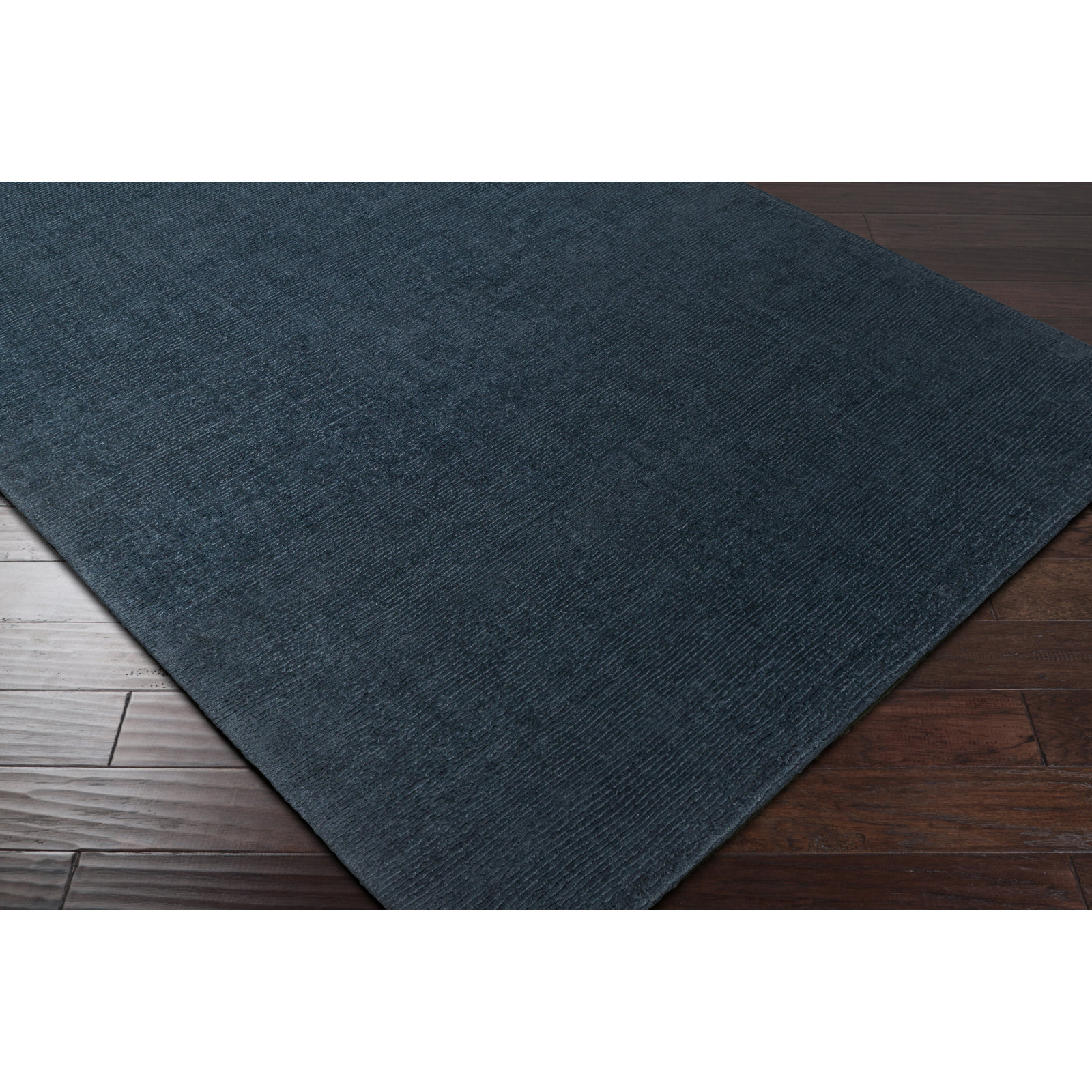 Crowe Dark Blue Hand-Woven Wool Rug, Rectangle 3'3" x 5'3"