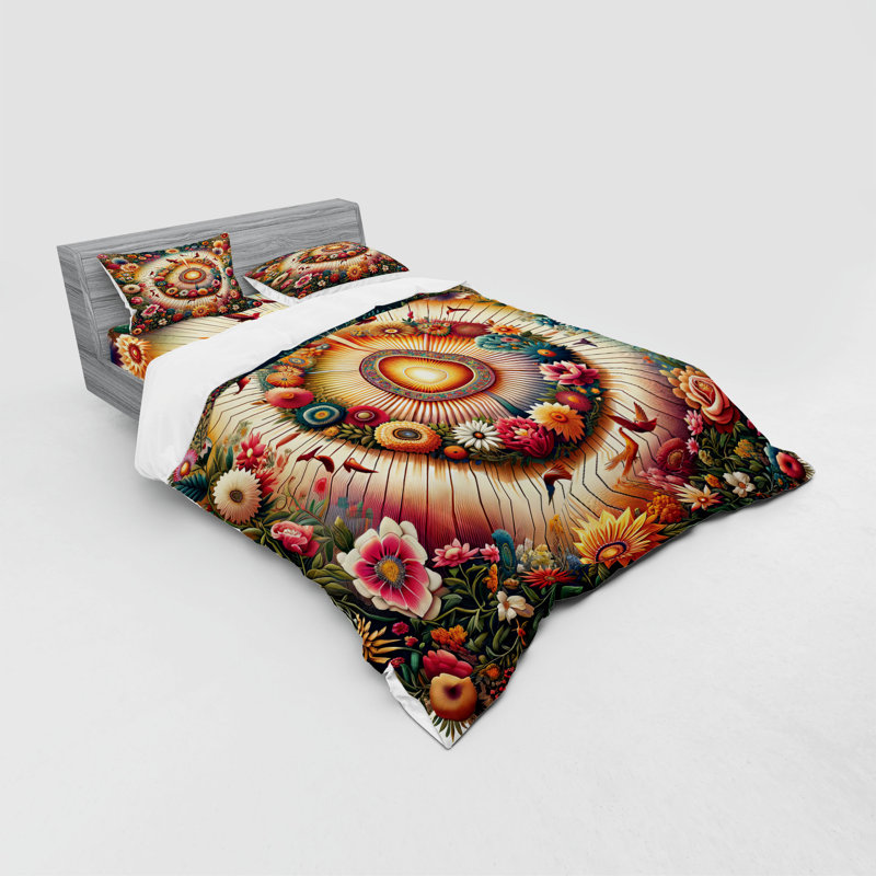 Ensemble de literie à motif floral Ambesonne et rose à feuilles persistantes orange