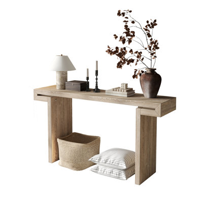60Inches Rustic Farmhouse Console Table , Distressed Wood Finish Entryway Sofa Side Table For Living Room, Hallway,Natural Wood
