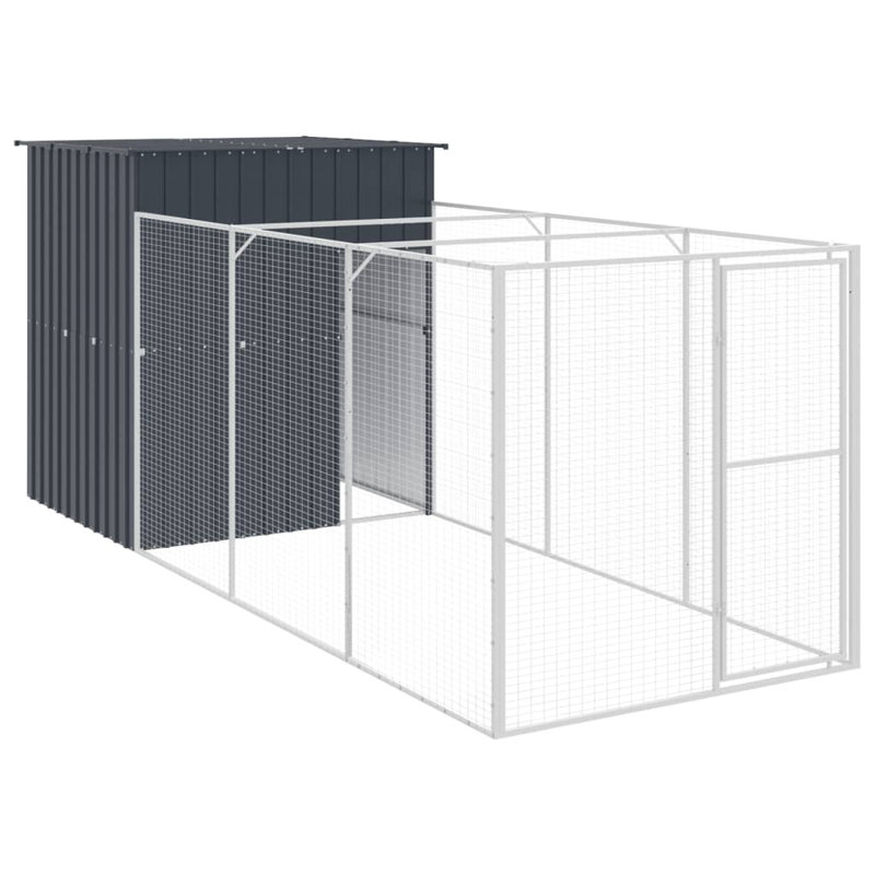 Niche pour chien en métal, H 71,3 po x l 65 po x P 179,1 po, Gris anthracite