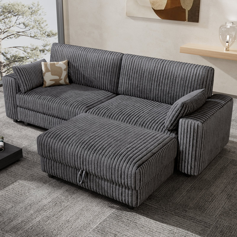 Extra Large Modular Sectional Sofa With Luxurious Corduroy Upholstery, Modern Oversized Loveseat With Deep Seat Ottoman, Tool-Free Assembly