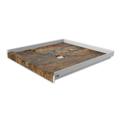 Base de douche en alcôve avec drain central Crema Bordeaux l 36 po x P 36 po FlexStone®