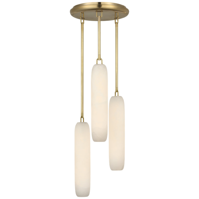 Kelly Wearstler Formosa 3-Light Pendant with Alabaster, Antique-Burnished Brass