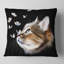 Chat avec papillons sur fond noir - coussin imprimé animal-30744398-30744401