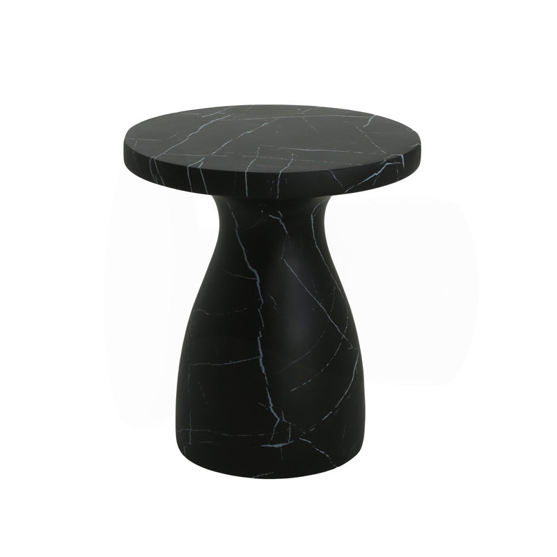 Table d'appoint d'extérieur en travertin Mgo, table de bout en béton léger, effet marbre noir, Noir