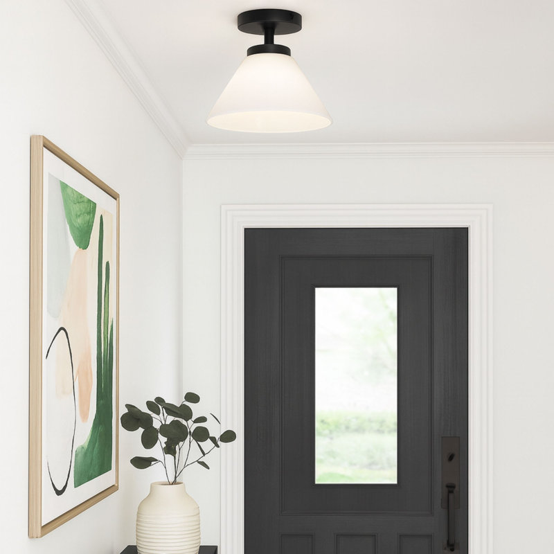 Wynridge Plug & Play 1-Light Semi Flush Mount in Transitional and Modern Style-9.57 Inches Tall and 12 Inches Wide