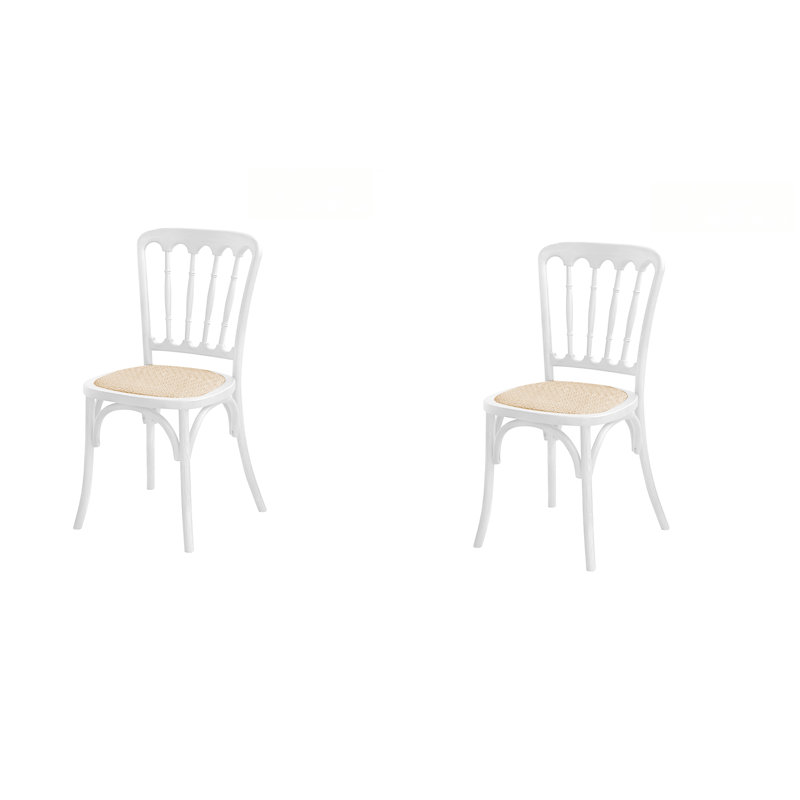 Ensemble de 2 chiar latéraux en bois massif rembourrés, 2, Blanc