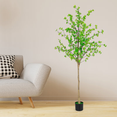 70" Tall Artificial Pieris Japonica Tree (Black Eucalyptus Style), Faux Potted Tree For Indoor Home & Office Decor