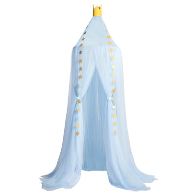 Lit à baldaquin pour lit de fille - doux, lavable et facile à installer, lit à baldaquin pour chambre de fille avec décor d'étoile, baldaquin de lit pour lit de bébé princesse, lit, coin lecture, bleu