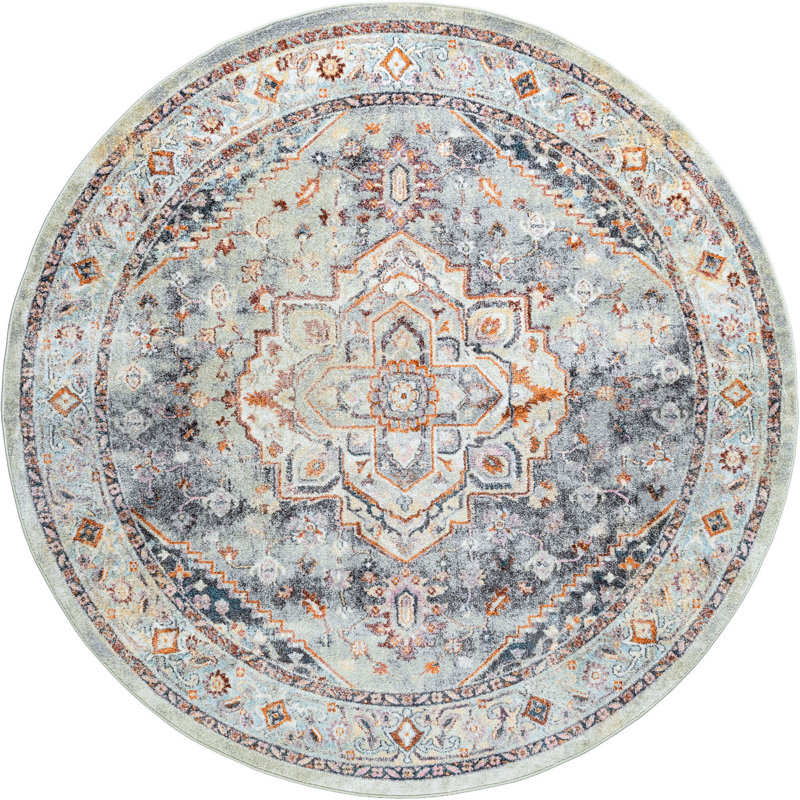 Tapis gris Jamilee, Rond 7 pi 10 po