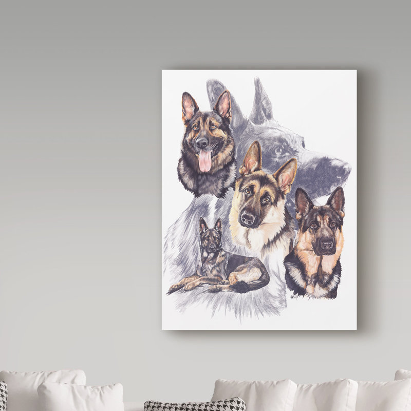«German Shepard» par Adelphi, affiche vintage sur toile tendue, H 19 po x l 14 po