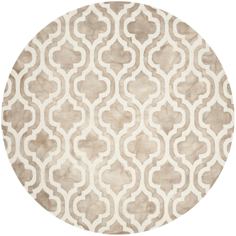 Tapis géométrique en laine touffeté à la main Defranco, Rond 5 pi