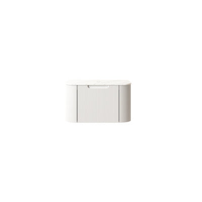 Meuble de rangement mural pour salle de bain de 61 cm (24 po), surface en pierre frittée blanche, un tiroir avec peinture imperméable et amortisseur de fermeture, sans robinetterie sur le comptoir, fermeture en douceur.