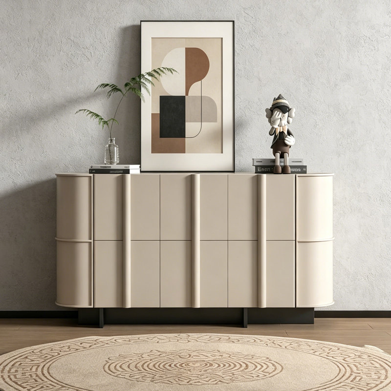 Italian-style minimalist solid-colour sideboard, H 33,46 po x l 59,06 po x P 15,75 po, Khaki