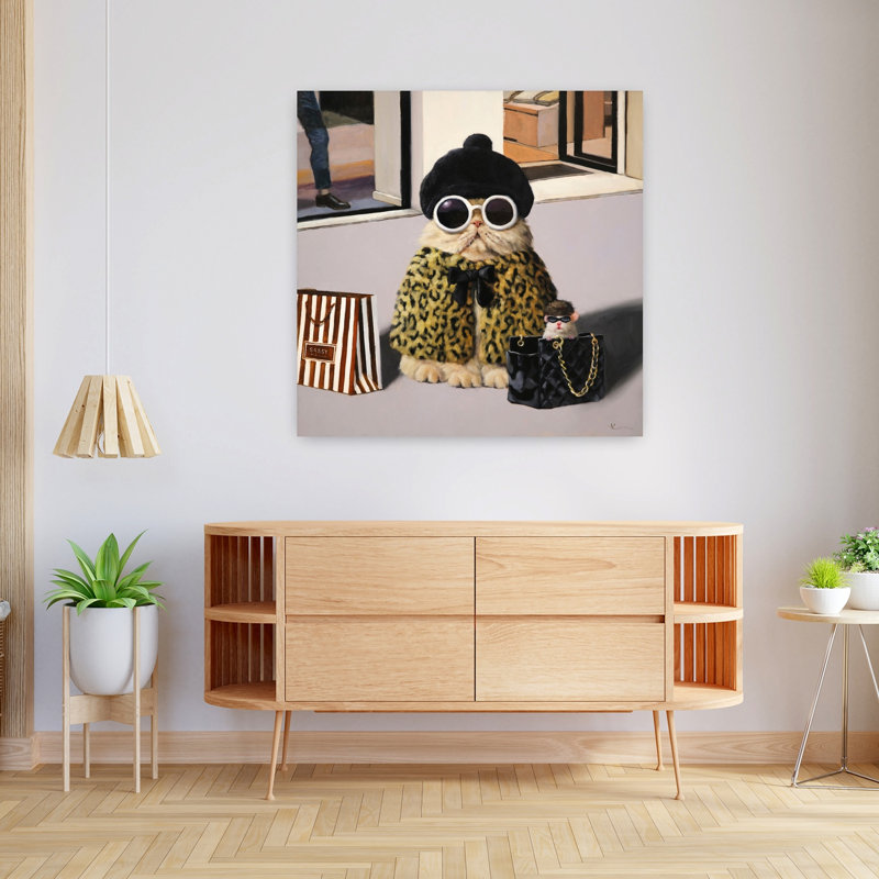 Art urbain contemporain pour chat, H 36 po x l 36 po