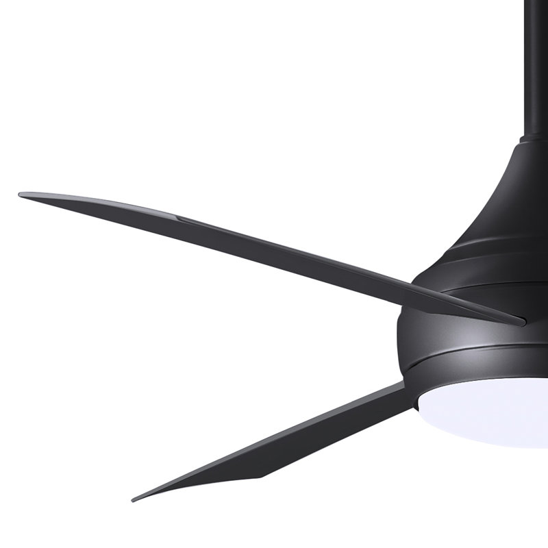 Donaire LED Outdoor Downrod Ceiling Fan, Matte Black, Matte Black