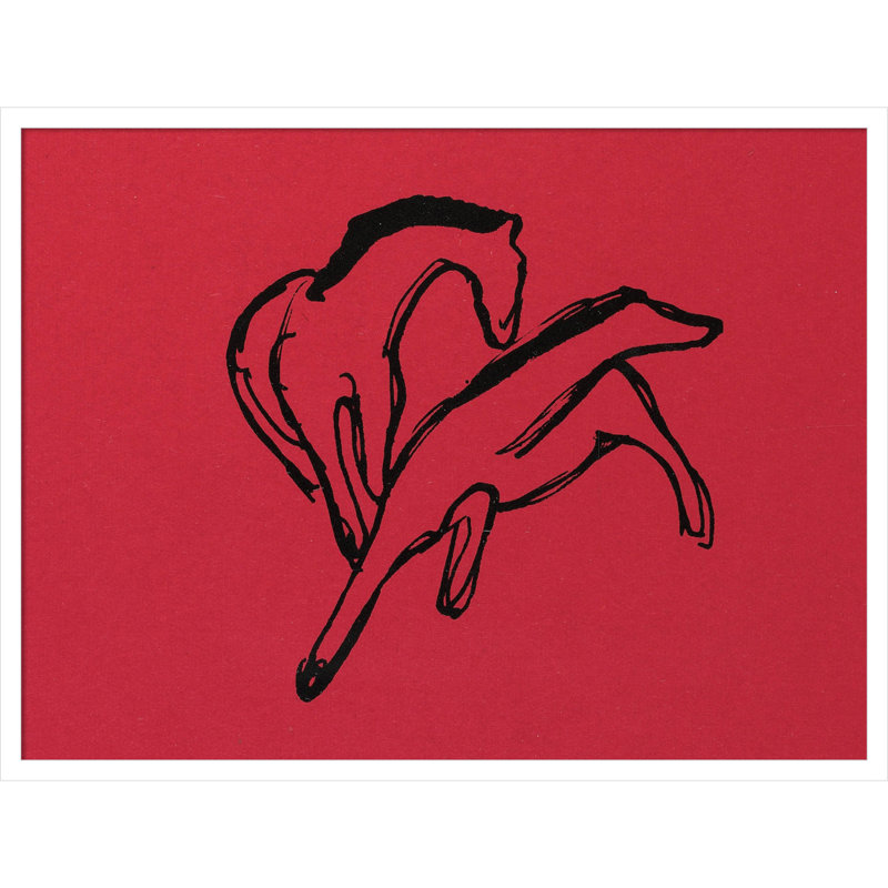 «Two Horses» par Wood, reproduction d'art encadrée, Blanc, H 25 po x l 33 po