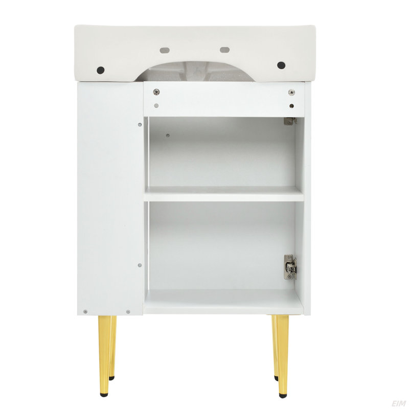 Meuble-lavabo de salle de bain, armoire combinée, meuble de rangement pour salle de bain, lavabo simple en céramique, rangement à droite (armoire)