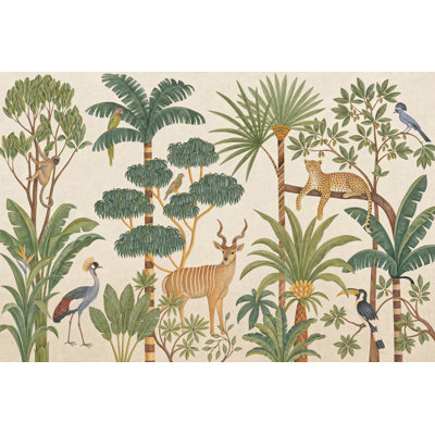 Papier peint botanique rétro avec motif de jungle tropicale