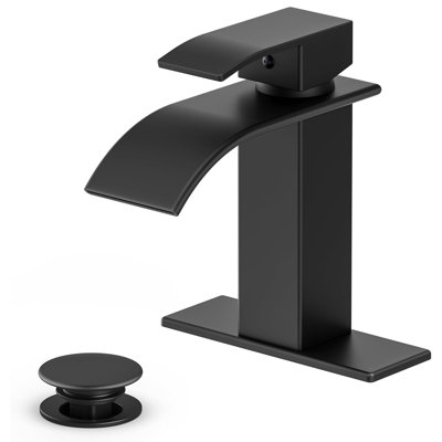 Matte Black Modern Waterfall Bathroom Faucet