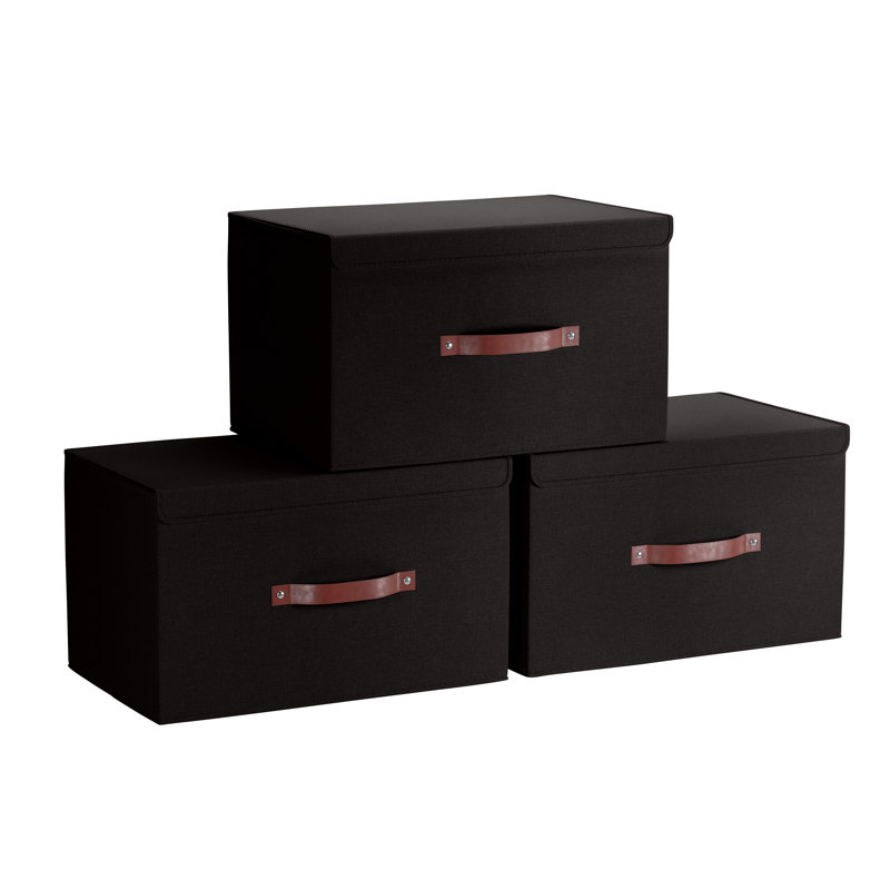 Ensemble de boîtes pliables en tissu, H 9 po x l 10 po x P 15 po, Noir