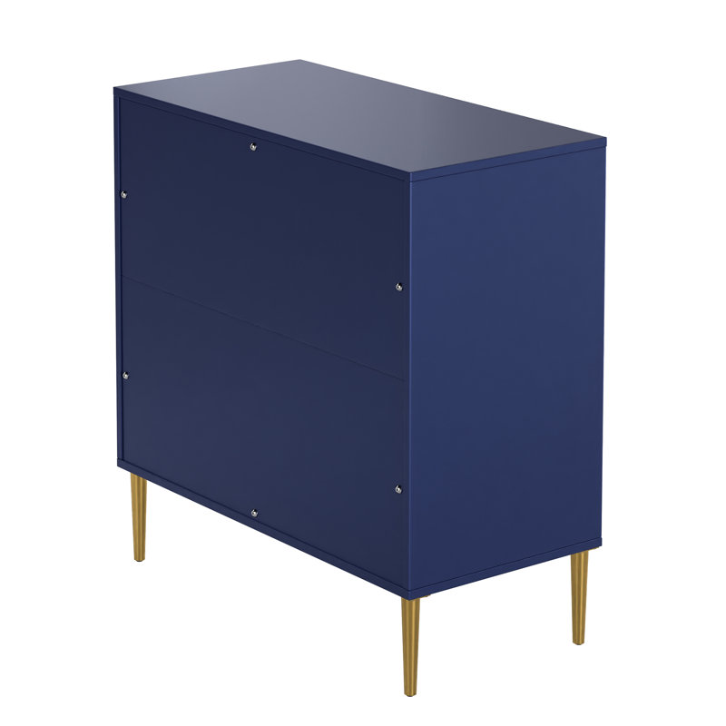 Commode en bois 3 tiroirs Bakke, Bleu
