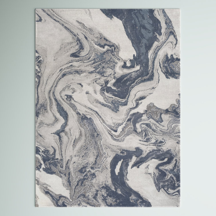 Tapis abstrait en denim / gris Bridgeton