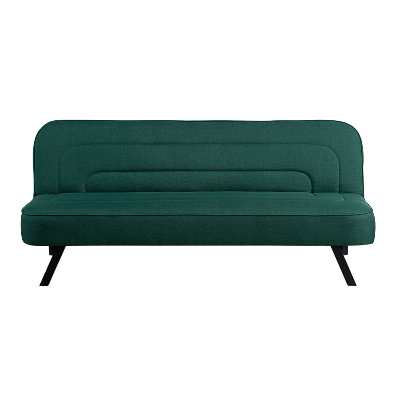  Serta® Ivy 66.1" Convertible Futon Sofa, Modern Channel Tufted, Woven Polyester Fabric, Forest Green Polyester