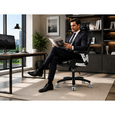 Super Big and Tall Office Chair 700lbs- Heavy Duty Executive Computer Chair with Rubber Wheels 3D Flip Arms, Ergonomic Mesh High Back Desk Chair, Wide Seat Adjustable Lumbar Support & Headrest