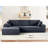 Convertible Sectional In Dark Gray Soft Corduroy, 4 - Seat With Full Foam Cushioning, No Assembly For Bedroom Relaxation Sleeper Design, Living Room-1531073266-1531073229