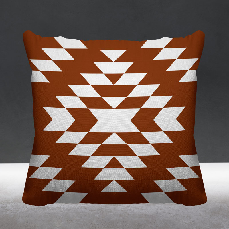 Coussin intérieur / extérieur Chantico Southwestern, 17 po x 17 po, Orange brûlé, Carré