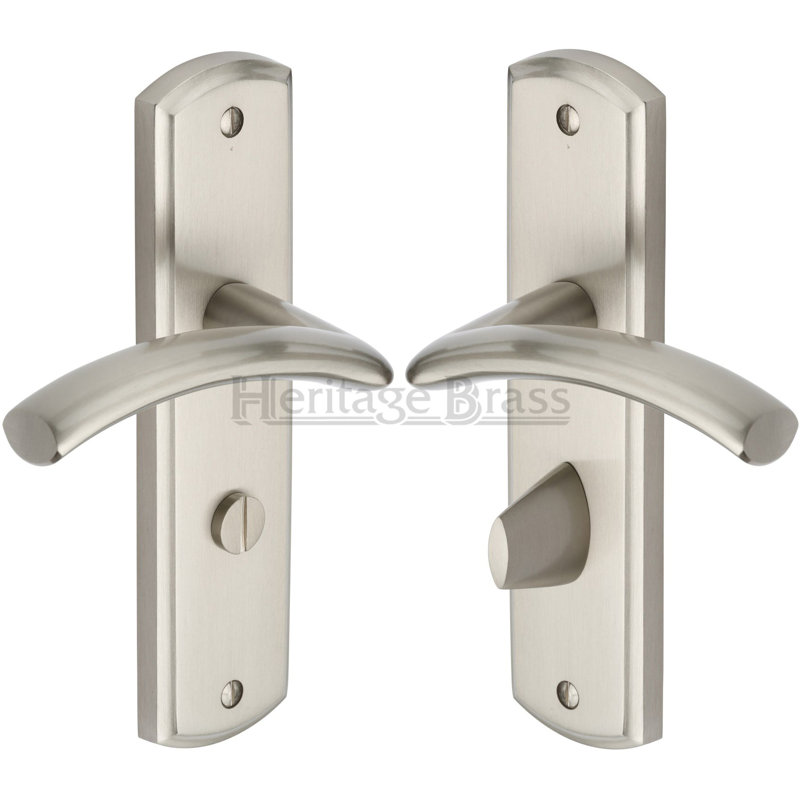Heritage Brass Door Handle for Bathroom Centaur Design, Satin Nickel