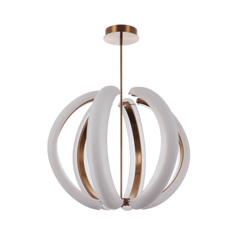 Luminaire suspendu géométrique à 6 lumières DEL, Laiton satiné
