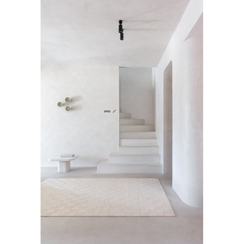 CHECK, Beige, Rectangle 5'3" x 7'10"