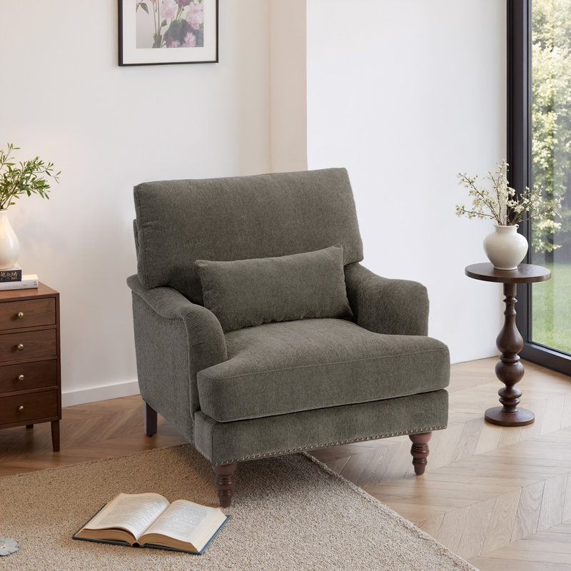 Fauteuil rembourré, Chenille brun clair